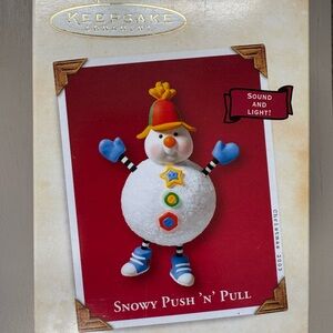 Hallmark Keepsake Snowman Toy with Red and Blue Accents